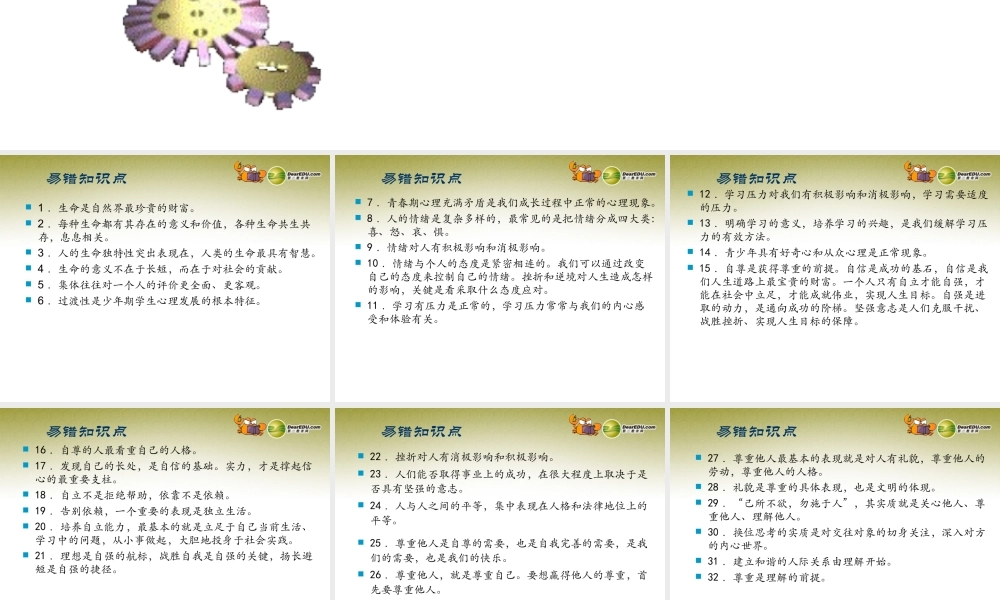 九年级政治专题复习 易错知识点课件