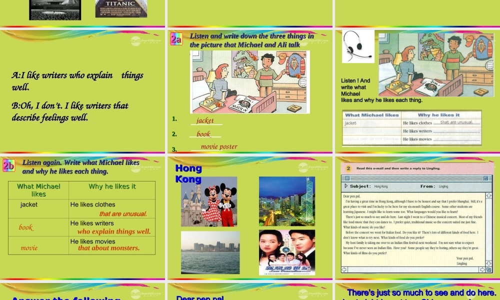 九年级英语上册 Unit 6(I like music that I can dance too)Period 3 课件 人教新目标版 课件