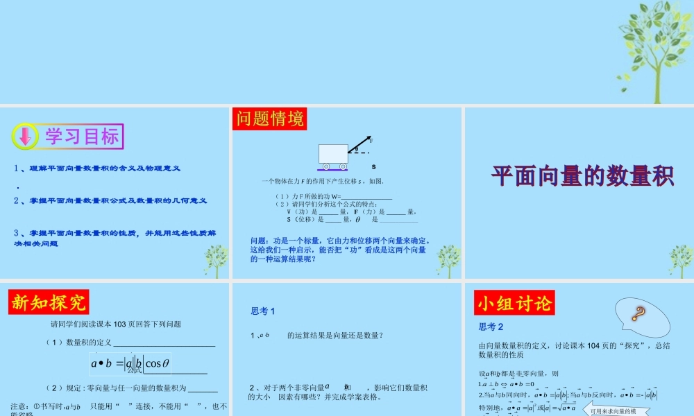 山西省忻州市高考数学 专题 平面向量的数量积2复习课件