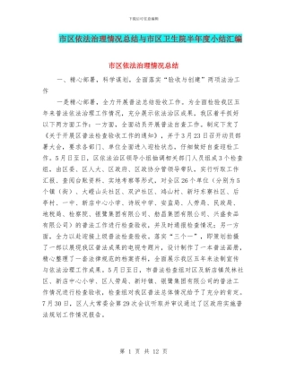 市区依法治理情况总结与市区卫生院半年度小结汇编
