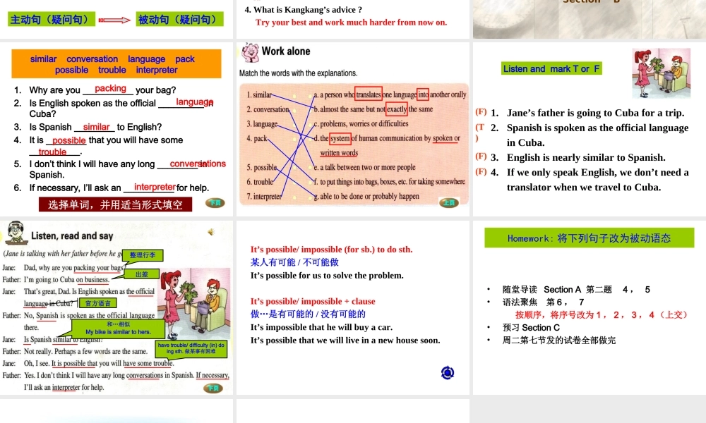 九年级英语上册 Unit3  English Around the World B-湘教版 ppt 课件
