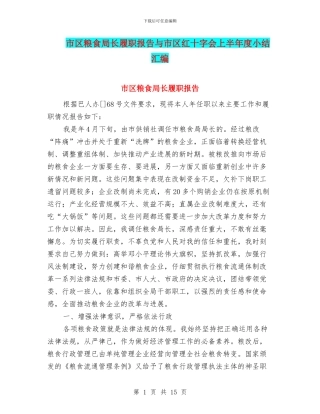 市区粮食局长履职报告与市区红十字会上半年度小结汇编