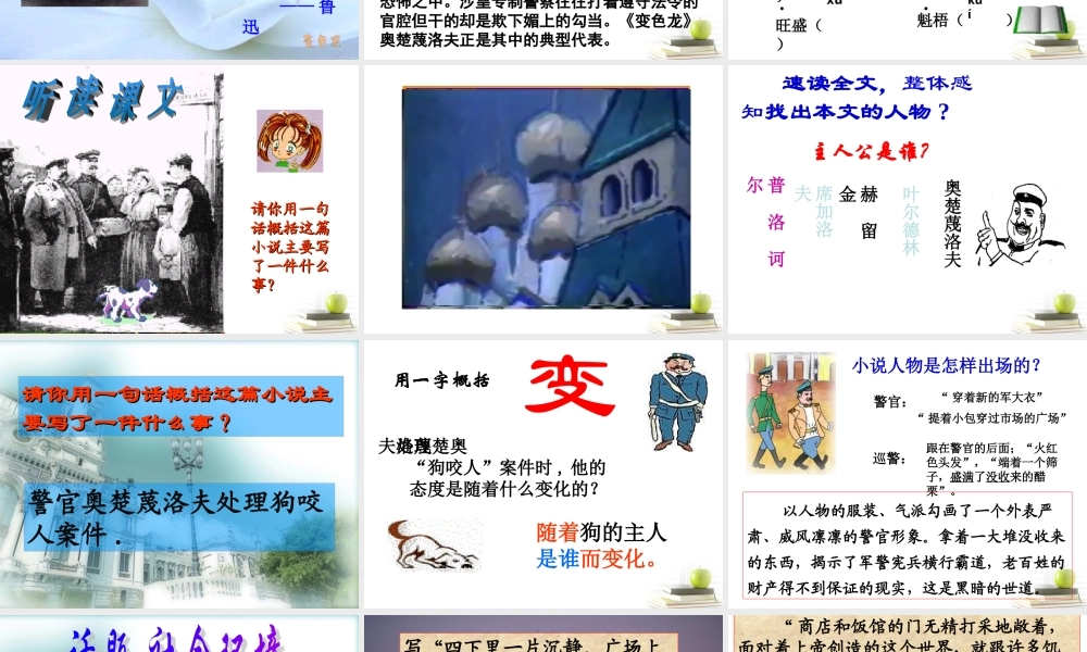 八年级语文下册 课堂教学资料 第19课(变色龙)课件 苏教版 课件