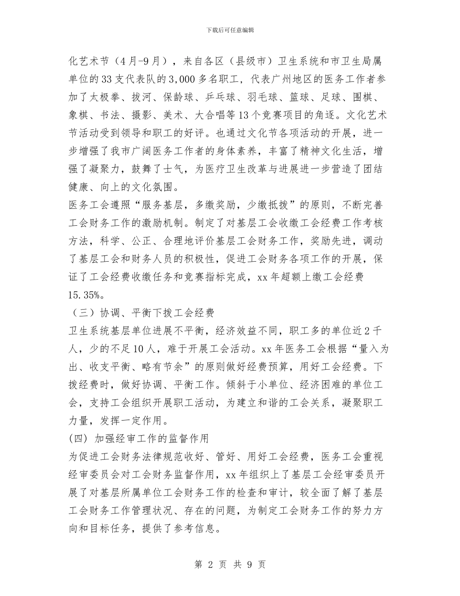 市医务工会2024年财务工作总结与市医疗保险工作总结范例汇编_第2页
