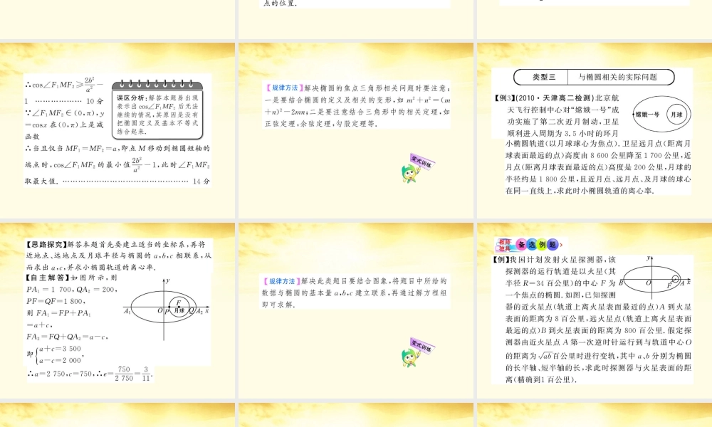 数学 2.2.2.2 椭圆方程及性质的应用课件 苏教版选修1-1  课件