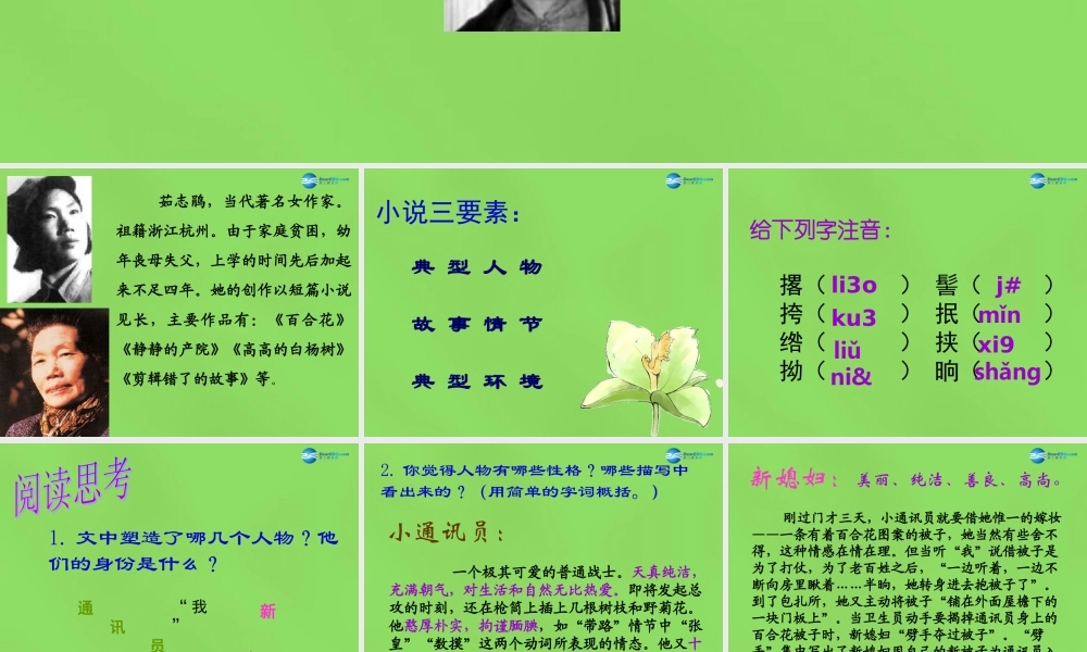 九年级语文下册 15 百合花课件 语文版 课件