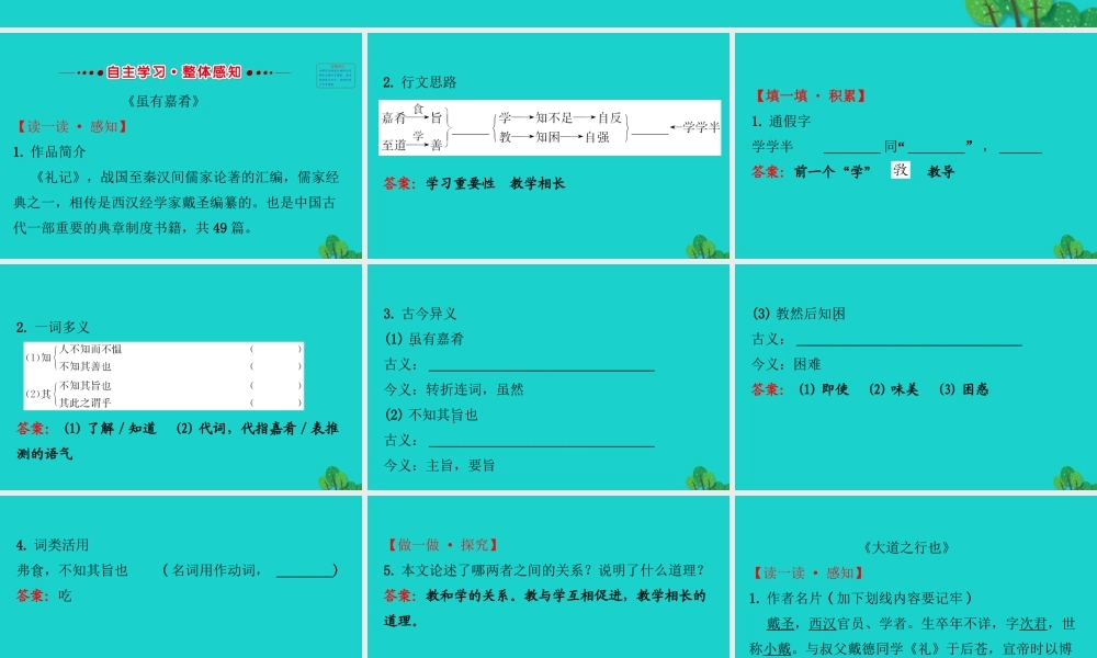 八年级语文下册 第六单元22(礼记)二则习题课件 新人教版 课件