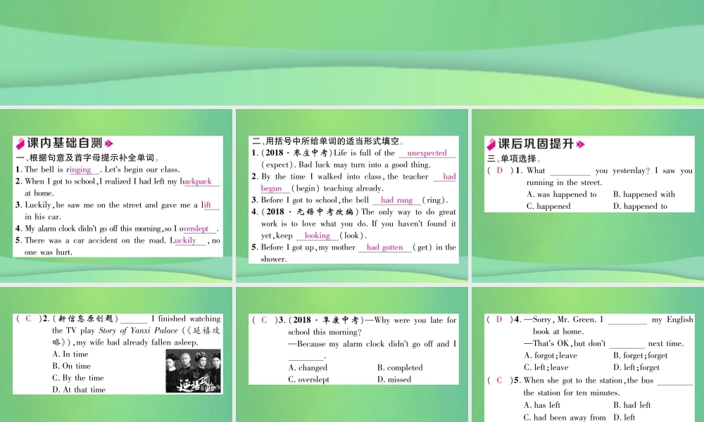 九年级英语全册 Unit 12 Life is full of the unexpected(第1课时)课件 (新版)人教新目标版 课件