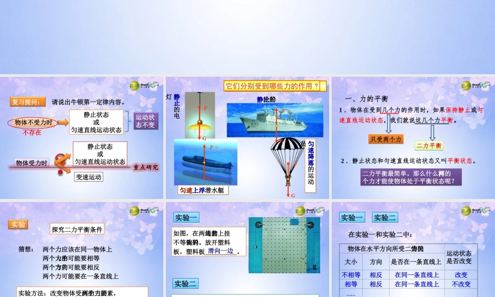 八年级物理下册 8.2 二力平衡课件 (新版)新人教版 课件