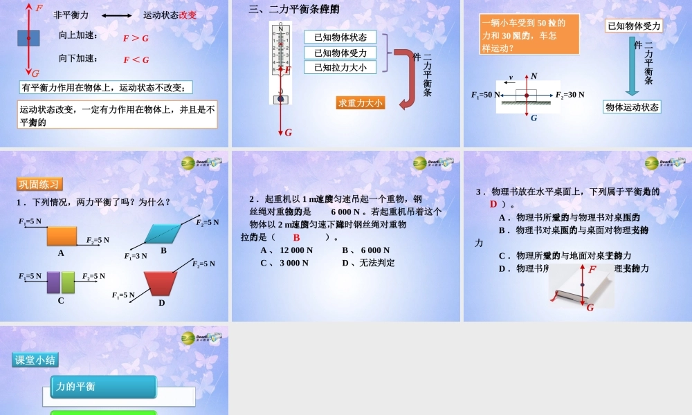 八年级物理下册 8.2 二力平衡课件 (新版)新人教版 课件