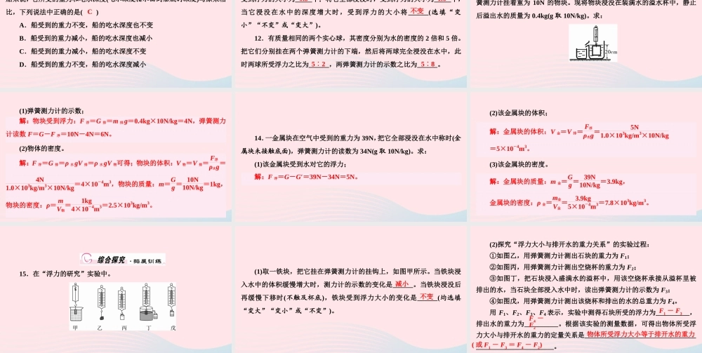 八年级物理下册 9.2 阿基米德原理课件 (新版)粤教沪版 课件