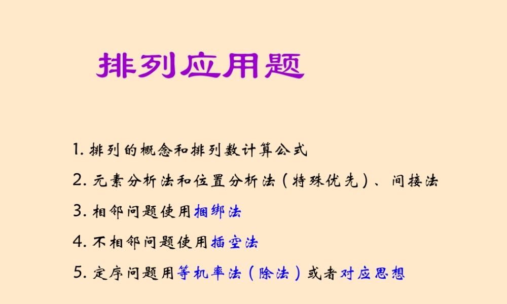 排列三 浙江省瑞安四中高二数学排列课件[整理三套] 浙江省瑞安四中高二数学排列课件[整理三套]