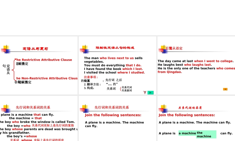 完整的定语从句复习 课件