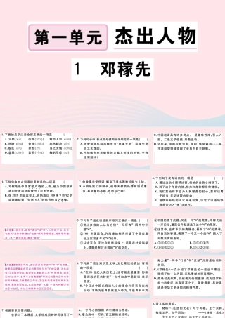 文下册 第一单元 1 邓稼先习题课件 新人教版 课件