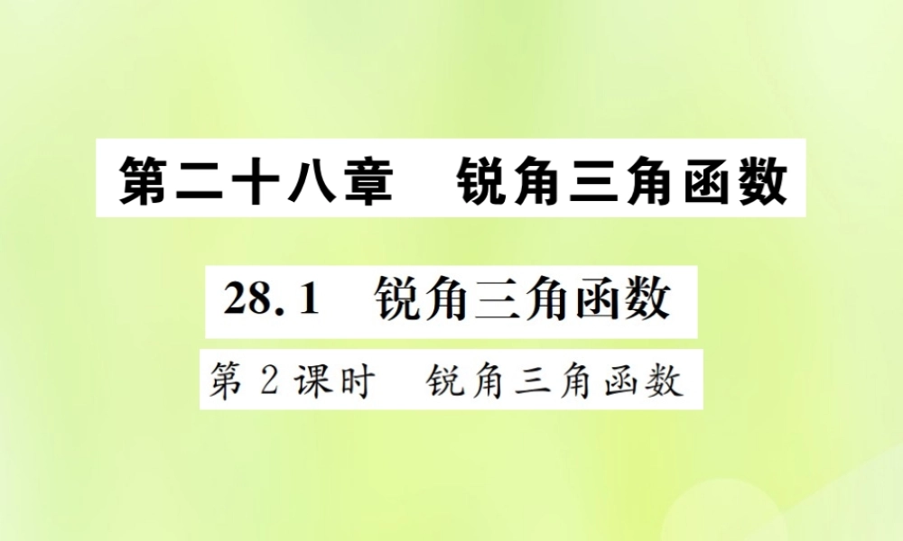 九年级数学下册 第二十八章 锐角三角函数 281 锐角三角函数 第2课时 锐角三角函数课件 (新版)新人教版 课件