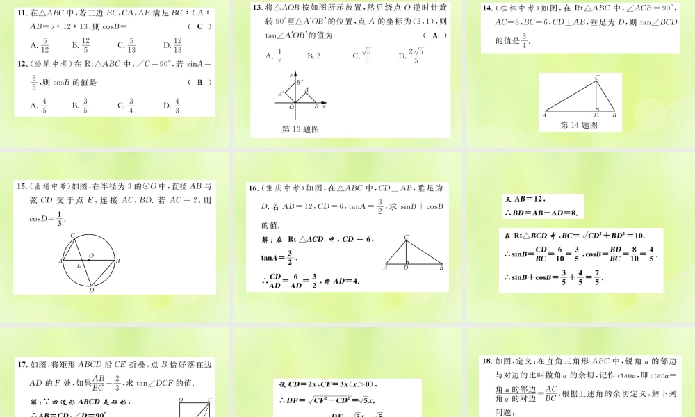 九年级数学下册 第二十八章 锐角三角函数 281 锐角三角函数 第2课时 锐角三角函数课件 (新版)新人教版 课件