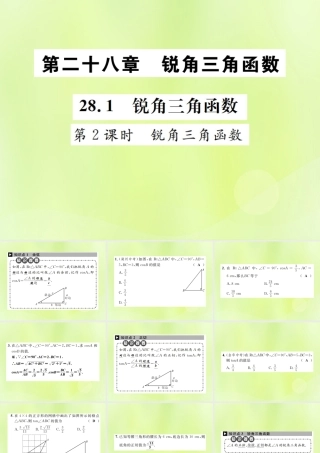 九年级数学下册 第二十八章 锐角三角函数 281 锐角三角函数 第2课时 锐角三角函数课件 (新版)新人教版 课件