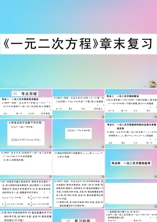 九年级数学上册 第21章(一元二次方程)章末复习作业课件 (新版)新人教版 课件