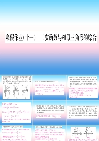九年级数学下册 寒假作业(十一)二次函数与相似三角形的综合课堂导练课件(含中考真题)(新版)新人教版 课件