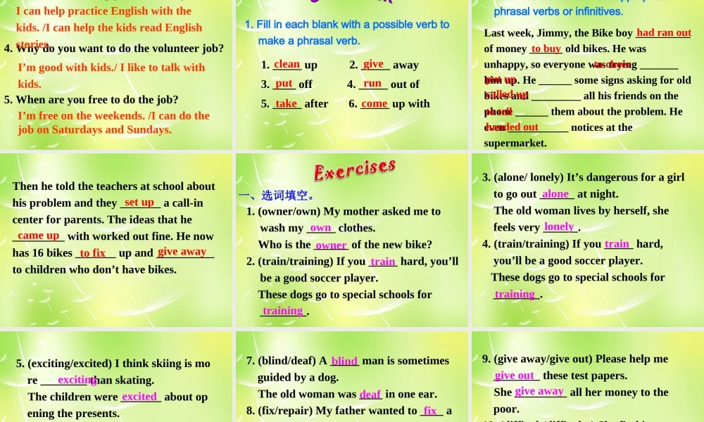 八年级英语下册 Unit 2 I'll help to clean up the city park Section B课件2 (新版)人教新目标版 课件