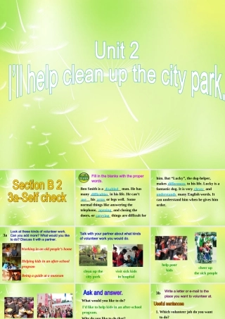 八年级英语下册 Unit 2 I'll help to clean up the city park Section B课件2 (新版)人教新目标版 课件