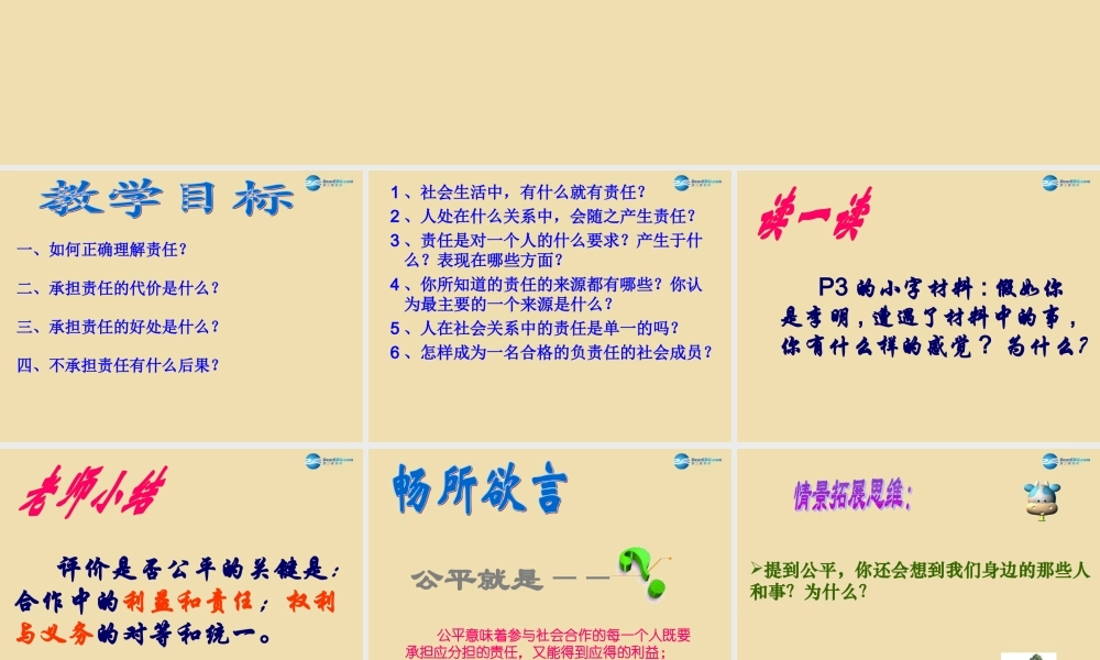 九年级政治全册 在承担责任中成长课件 新人教版 课件