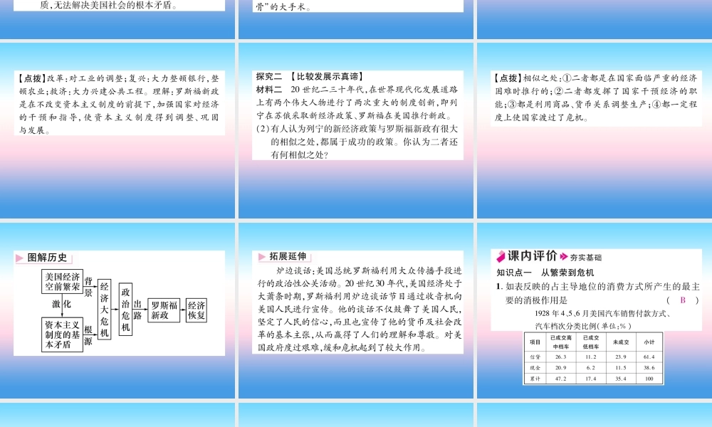 九年级历史下册 第4单元 经济大危机和第二次世界大战 第13课 罗斯福新政自主学习课件 新人教版 课件