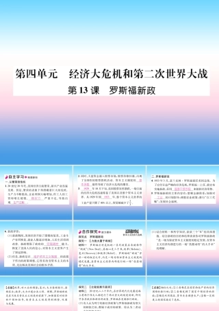 九年级历史下册 第4单元 经济大危机和第二次世界大战 第13课 罗斯福新政自主学习课件 新人教版 课件