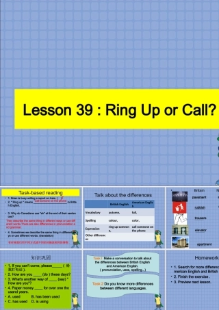八年级英语下册 Unit 7 Know Our World Lesson 39 Ring Up or Call？课件 (新版)冀教版 课件