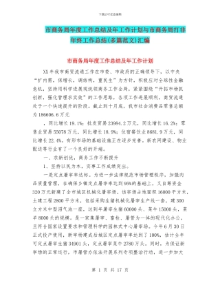 市商务局年度工作总结及年工作计划与市商务局打非年终工作总结汇编