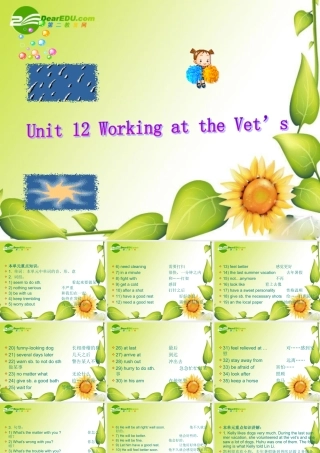 八年级英语下册：Unit 12 Working at the Vet s复习课件(北京课改版) 课件