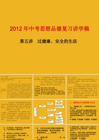 中考政治复习 第五讲过健康 安全的生活讲学稿课件 人教新课标版 课件