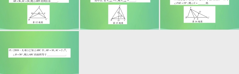 中考数学复习 第一轮 考点系统复习 第四章 三角形 第二节 三角形及其性质 课时1 一般三角形及其性质(精练)课件