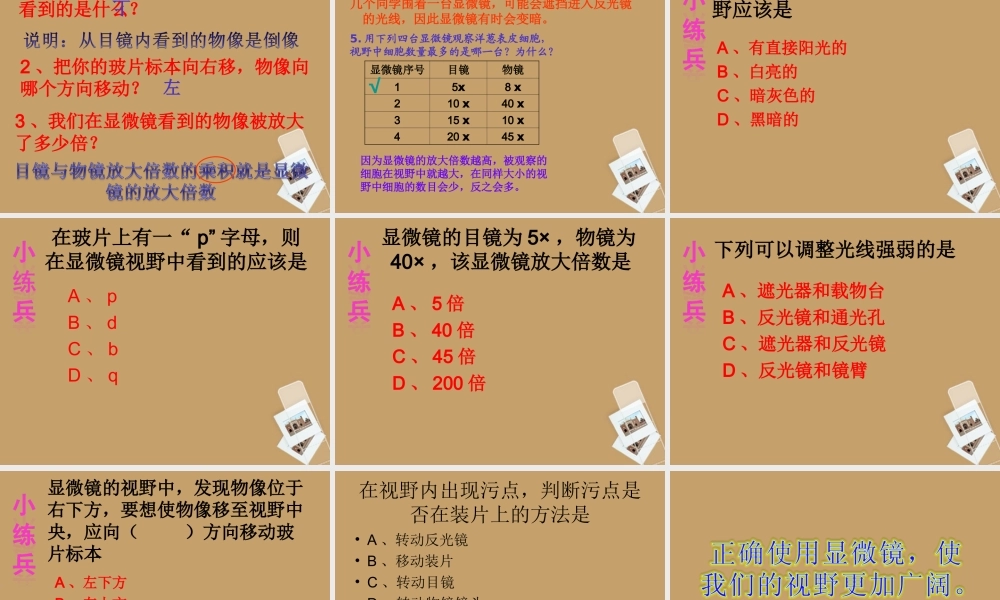 七年级生物 练习使用显微镜课件 人教新课标版 课件
