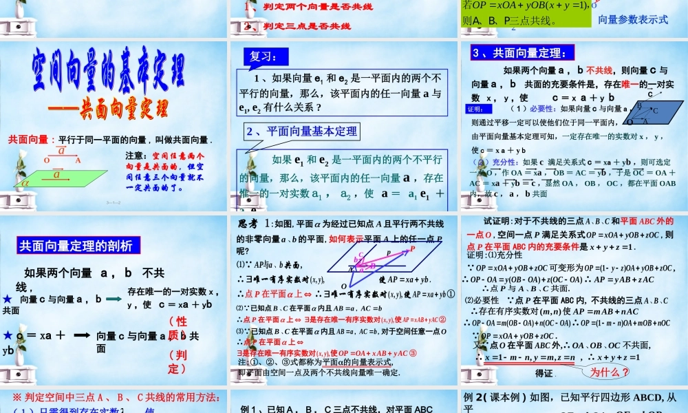 数学 3.1空间向量的数乘运算课件 新人教版选修2 1 课件