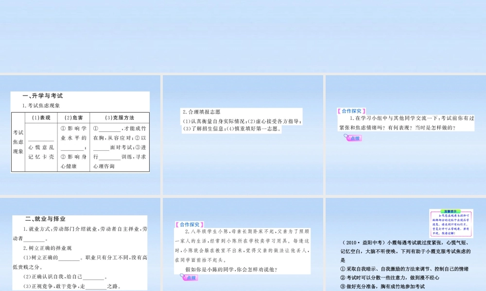 九年级政治 直面升学与择业课件 鲁人版 课件