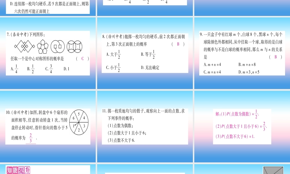 九年级数学下册 第4章 概率 42 概率及其计算 421 概率的概念作业课件 (新版)湘教版 课件