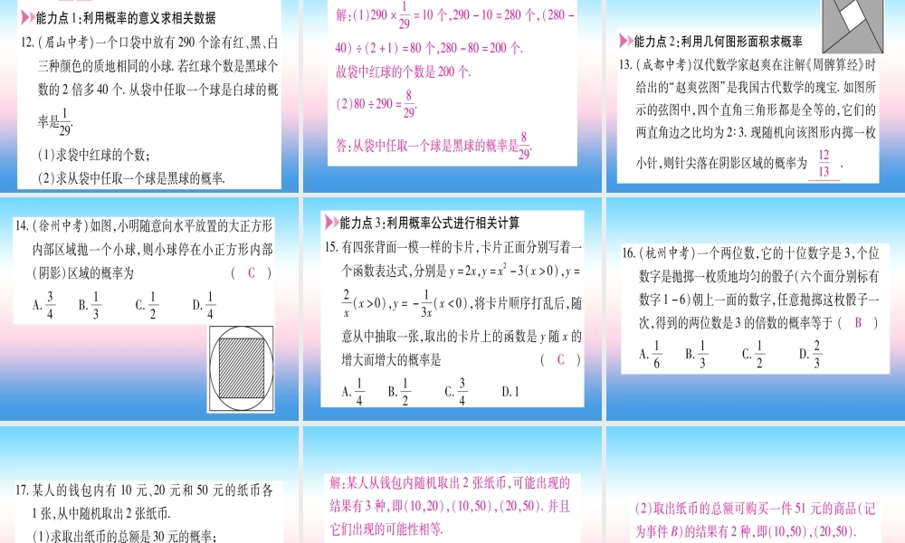 九年级数学下册 第4章 概率 42 概率及其计算 421 概率的概念作业课件 (新版)湘教版 课件