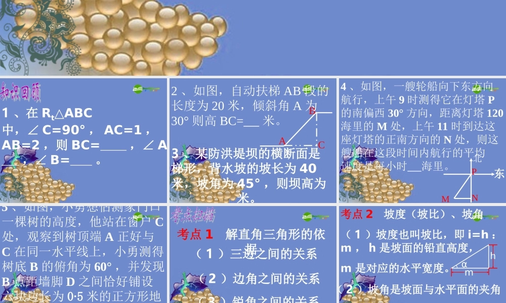九年级数学上册 253解直角三角形及其应用课件 沪科版 课件