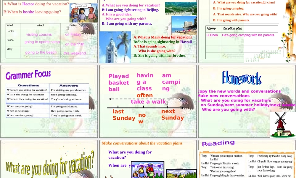 新人教版八年级英语unit 3 What are you doing for vacation(ppt) 课件