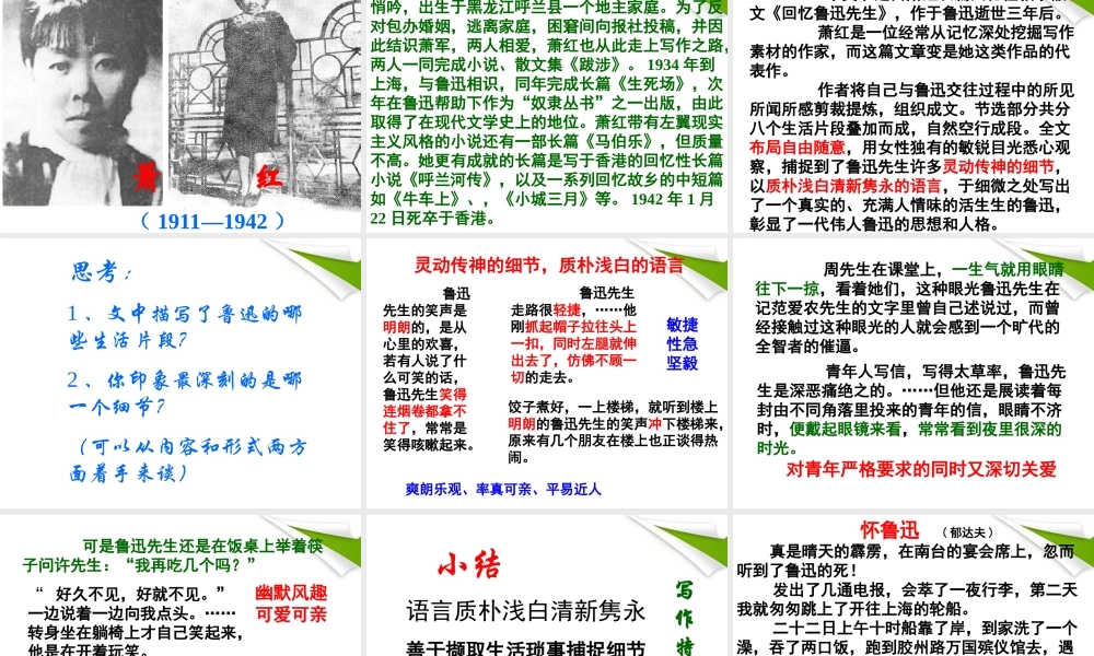 七年级语文下册 第8课(回忆鲁迅先生)课件 北师大版 课件