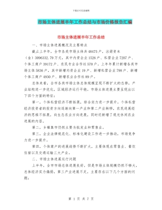 市场主体发展半年工作总结与市场价格报告汇编