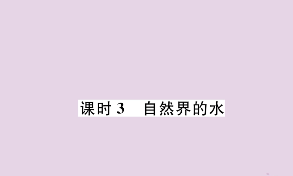 中考化学总复习 第1编 主题复习 模块1 身边的化学物质 课时3 自然界的水(精练)课件