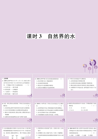 中考化学总复习 第1编 主题复习 模块1 身边的化学物质 课时3 自然界的水(精练)课件