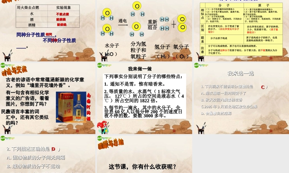 中考化学 分子原子课件 人教新课标版 课件