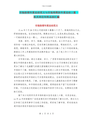 市场助理年度总结范文与市场局帮扶年度总结2篇