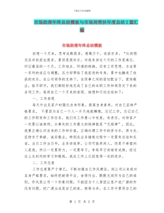 市场助理年终总结模板与市场局帮扶年度总结2篇汇编