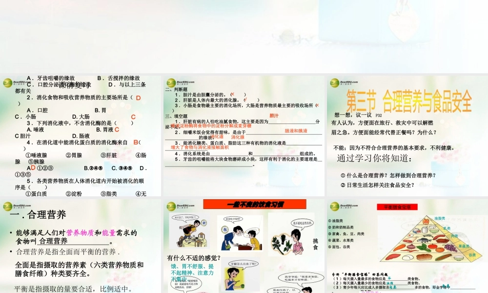 七年级生物下册 2.3 合理营养与食品安全课件 新人教版 课件