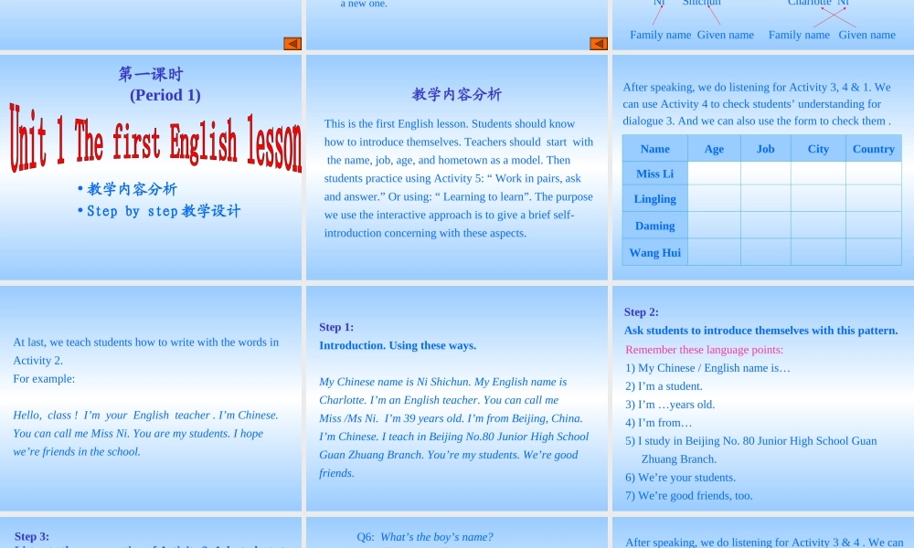 七年级英语上：Module 1 Unit 1 The first English lesson课件(外研版) 课件