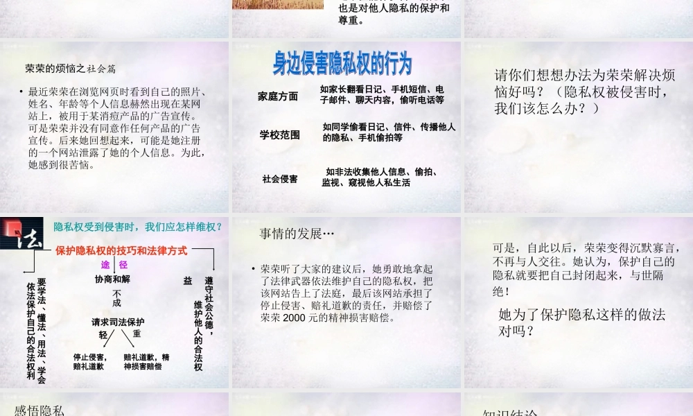 八年级政治下册 第五课 第2框 尊重和维护隐私权课件 新人教版 课件